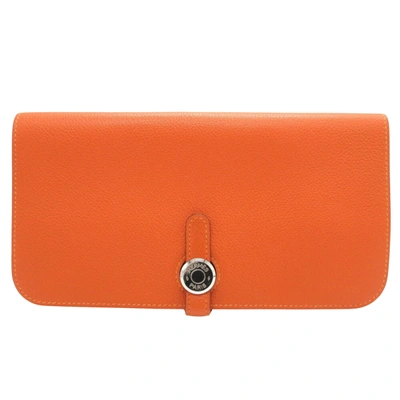 Hermes Hermès Dogon Orange Leather Wallet  ()