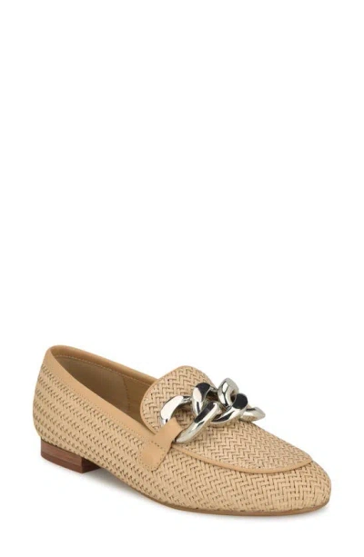 Nine West Women's Aspyn Slip-on Round Toe Flat Dress Loafers In Light Natural Woven - Manmade