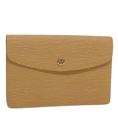 Pre-owned Louis Vuitton Montaigne Yellow Leather Clutch Bag ()