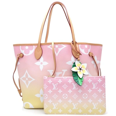 Pre-owned Louis Vuitton Neverfull Mm Pink Canvas Tote Bag ()