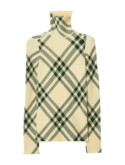 Burberry Check Rollneck Sweater In Green