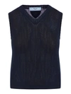 Prada Gilet Sweater Cashmere F.5 In Blue