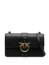 Pinko Classic Love Bag Icon Black Shoulder Bag With Logo Patch In Smooth Leather Woman In Black