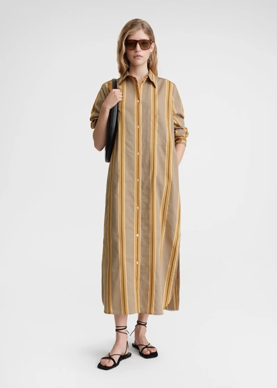 Totême Jacquard-striped Tunic Dress Caramel/cornsilk In Caramel,cornsilk