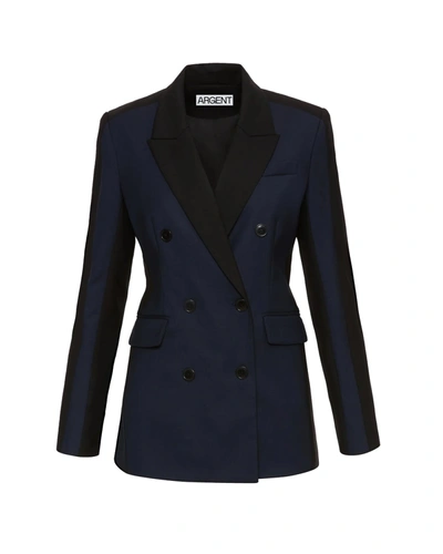 Argent Double-breasted Colorblock Wool Blazer In Multi