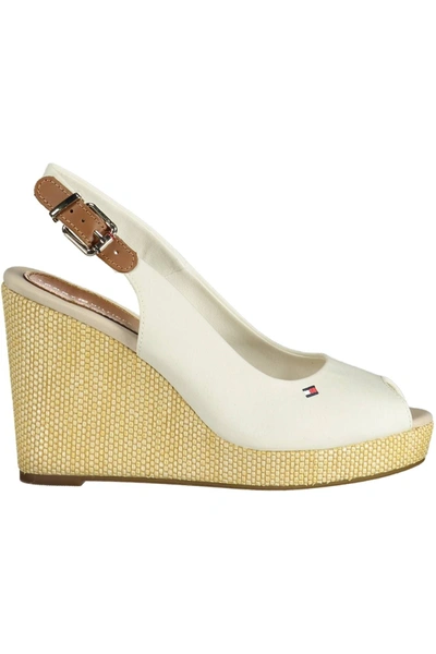 Tommy Hilfiger White Cotton Sandal In Ecru