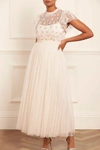 Needle & Thread Rococo Floral-embroidered Gown In Champagne