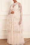 Needle & Thread Posy Midaxi Open Cape In Champagne