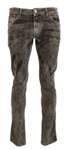 Acht Gray Washed Cotton Corduroy Slim Fit  Jeans In Grey
