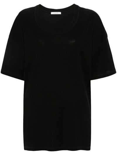 Lemaire Drop-shoulder Cotton T-shirt In Black