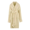 Hinnominate Elegant Pearl Ribbed Knit Cardigan With Belt In Neutral