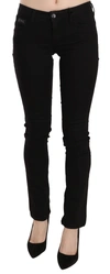 Costume National Black Sequined Mid Waist Slim Fit Denim Jeans In Black