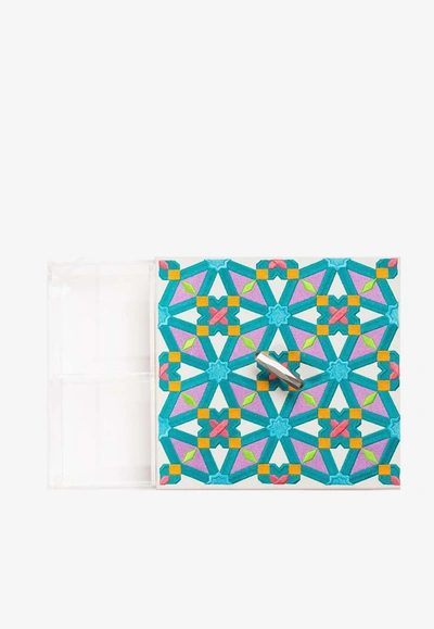 Stitch Acrylic Box With Oriental Embroidery In Multicolor