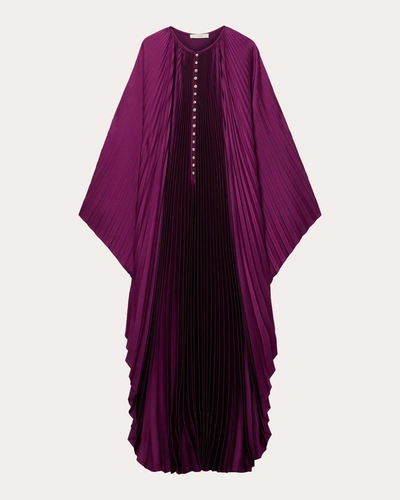 Semsem + Net Sustain Crystal-embellished Plissé-satin Maxi Dress In Purple
