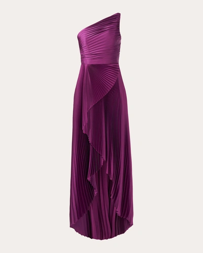 Semsem One-shoulder Pleated High-low Dress In Purple