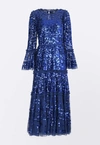 NEEDLE & THREAD ANNIE SEQUIN EMBELLISHED TIERED GOWN