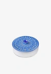 Stitch Arabesque Pattern Leather Box In Royal Blue