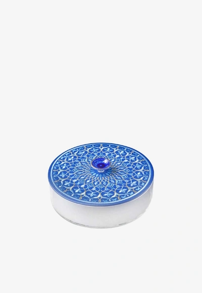 Stitch Arabesque Pattern Leather Box In Royal Blue