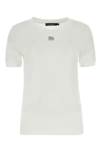 Dolce & Gabbana Crystal Dg T-shirt In White
