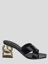 Dolce & Gabbana 75 Patent Leather Dg Heel Mules In Black