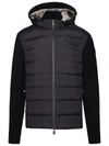 MONCLER MONCLER GRENOBLE TRICOT CARDIGAN IN POLYESTER AND BLACK STRETCH RIPSTOP