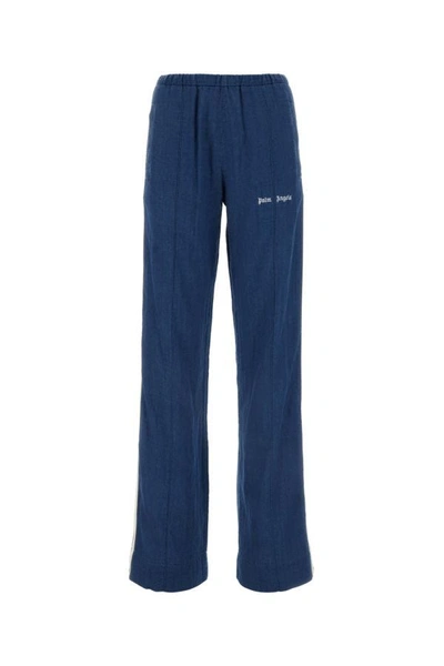 Palm Angels Chambray Track Pants In Blue