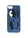 Chiara Ferragni Case Iphone 7plus With Glitter Eyes In Gnawed Blue