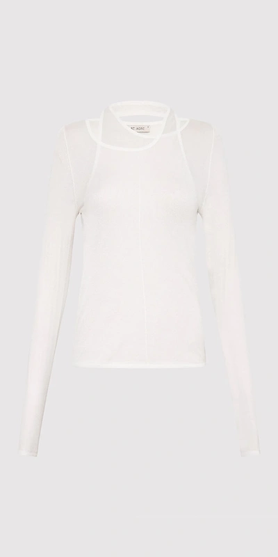 St Agni Semi Sheer Loop Top White