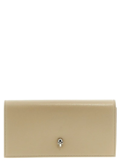 Alexander Mcqueen Camel Beige Chain Wallet In Leather