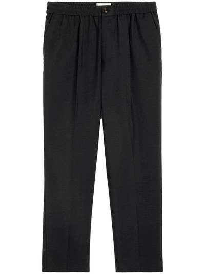 Ami Alexandre Mattiussi Ami Paris Cropped Virgin Wool Tapered Trousers In Noir