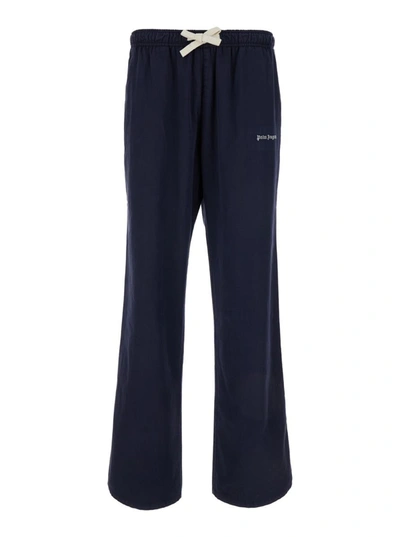 Palm Angels Trousers With Logo In Blue