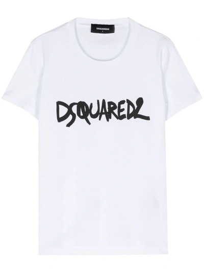 Dsquared2 Logo-print Cotton T-shirt In White