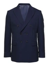 REVERES 1949 BLUE DOUBLE-BREASTED BLAZER WITH POINTED REVERSES IN WOOL AND COTTON BLEND MAN
