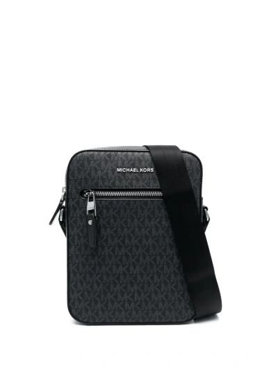 Michael Kors Varick Logo Messenger Bag In Black