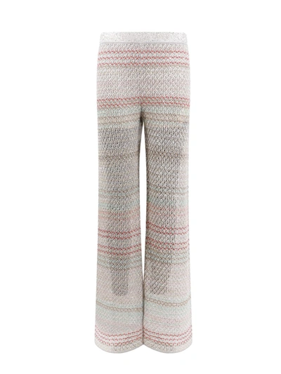 Missoni Sequin Embellished Flared Knit Trousers In White