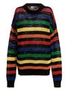 Msgm Multicolor Striped Jumper In Black/green