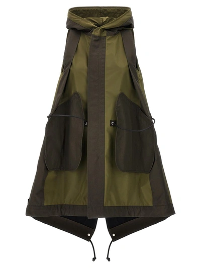 Sacai Two-material Vest In Green