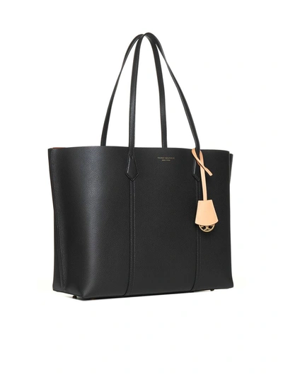 Tory Burch Perry Leather Tote Bag In Black