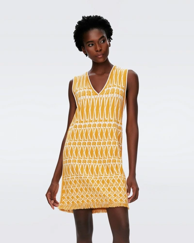 Diane Von Furstenberg Reilly Knit Jacquard Dress In Huge Vintage Cane Marigold