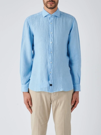 Fay Linen Shirt In Azzurro