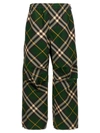 Burberry Men's Check Pattern Trousers With Elastic Waist And Drawstring In Green