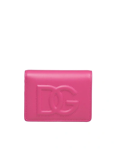 Dolce & Gabbana Leather Wallet In Glicine Color In Pink