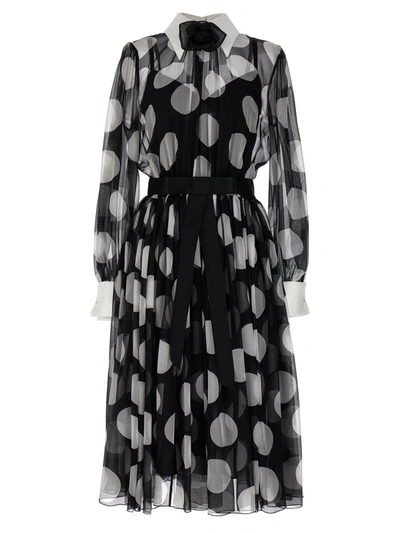 Dolce & Gabbana Polka-dot Print Dress In White/black