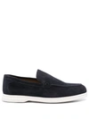Doucal's Slip-on Suede Loafers In Notte Fdo Bianco