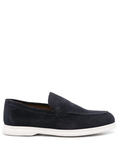 Doucal's Slip-on Suede Loafers In Notte Fdo Bianco