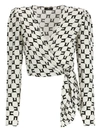 Elisabetta Franchi Logo-print Georgette Blouse In White