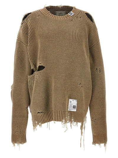 Miharayasuhiro Khaki Bleached Sweater In Green