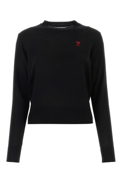 Ami Alexandre Mattiussi Logo Embroidered Knit Jumper In Black