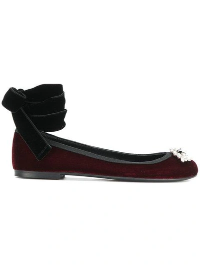 Giuseppe Zanotti Giorgia Wrap Ankle Ballerinas In Red