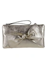 Red Valentino Small Studded Bow Leather Clutch In Gold